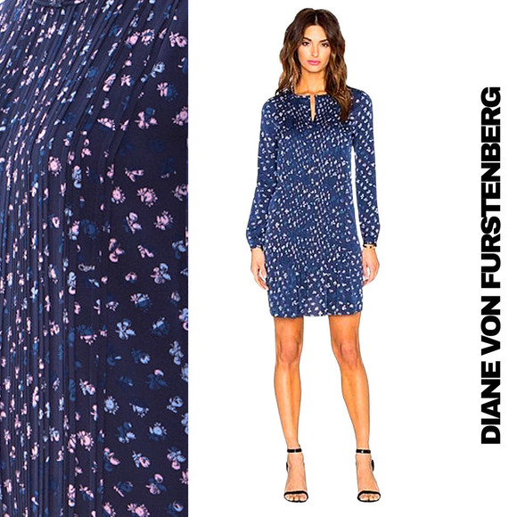 Diane Von Furstenberg Meadow Floral-Print Silk Dress in Daisy Buds Indig… - Picture 1 of 14